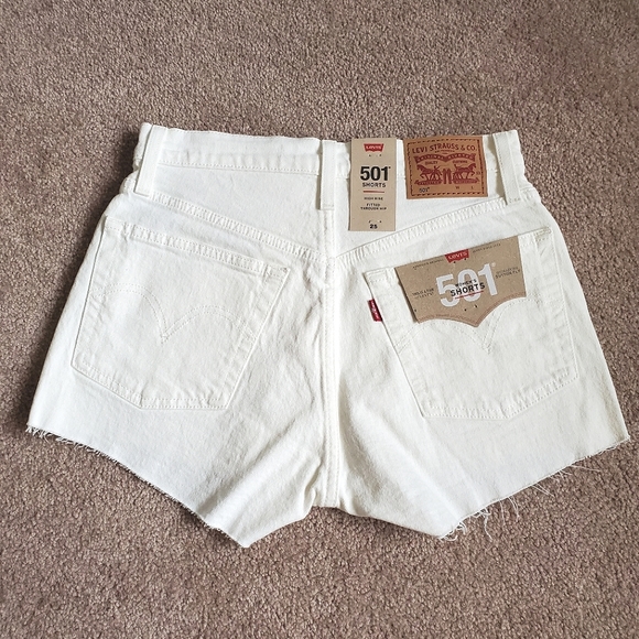 Levi’s 501 High Rise White Denim Shorts size 25 - Picture 4 of 6